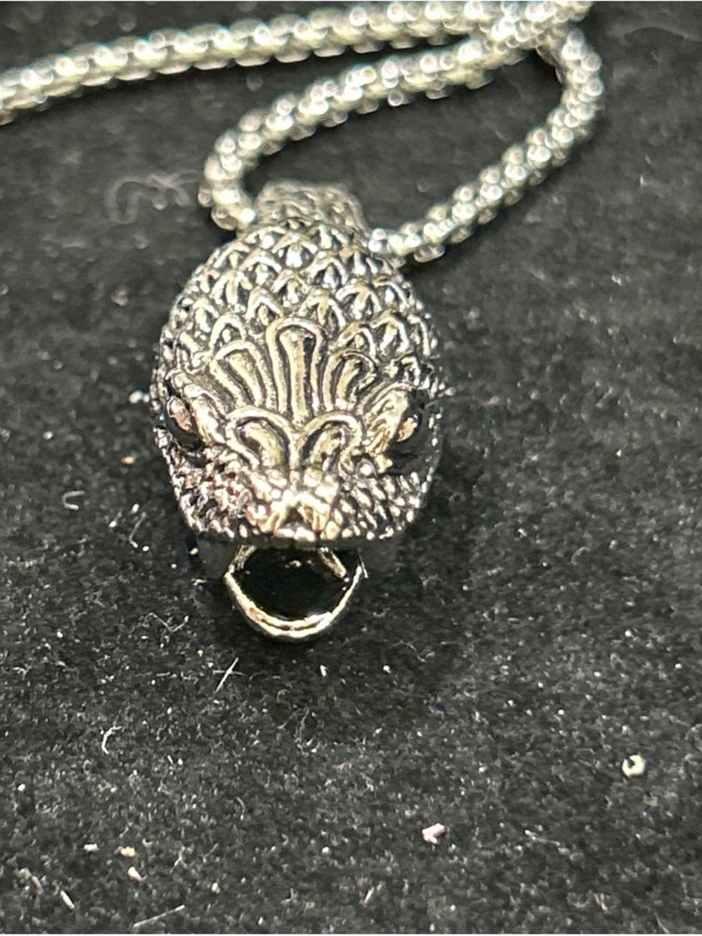 Unisex silver color necklace with snake pendant